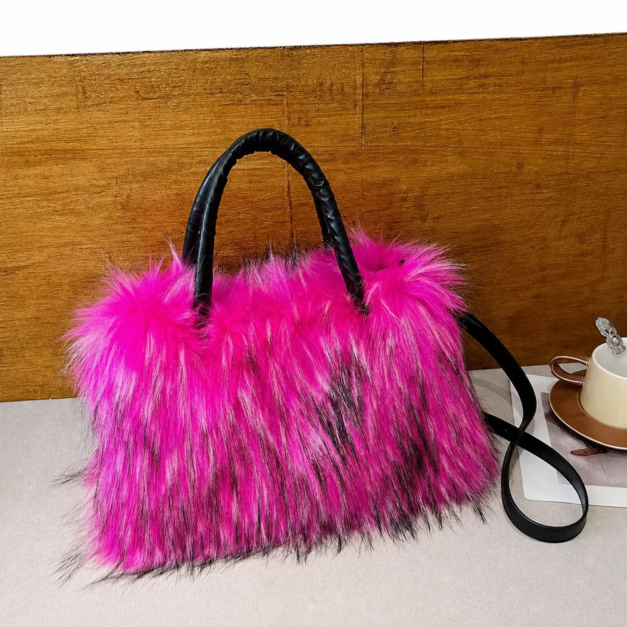 Bolsa Tote de Peluche Mujer Grande Colores Vivos