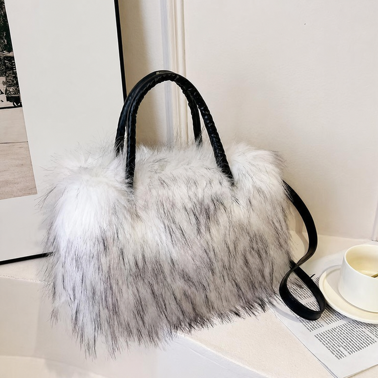 Bolsa Tote de Peluche Mujer Grande Colores Vivos