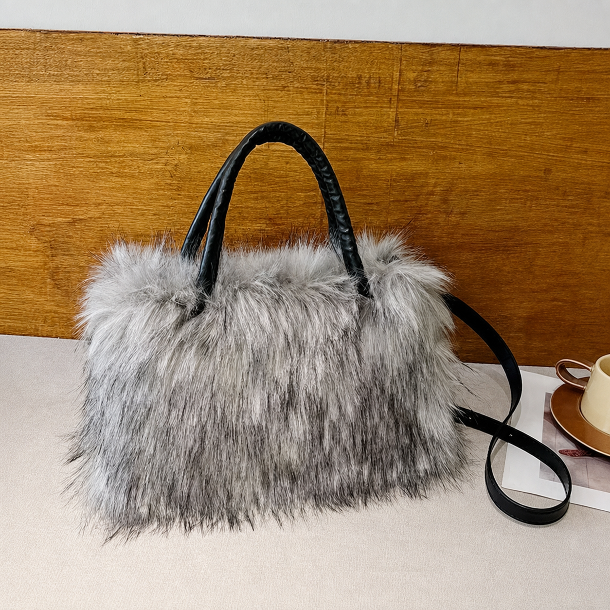 Bolsa Tote de Peluche Mujer Grande Colores Vivos