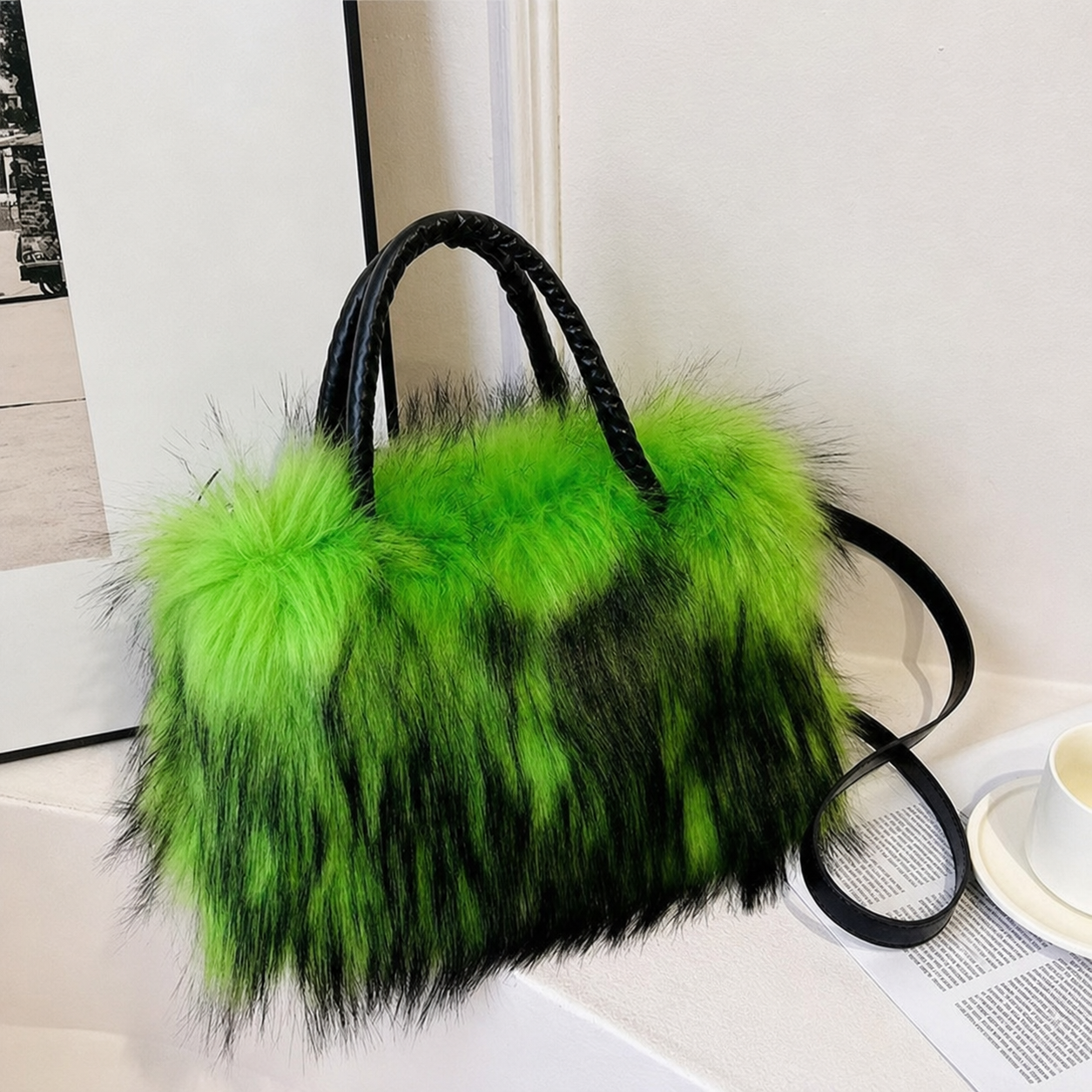 Bolsa Tote de Peluche Mujer Grande Colores Vivos