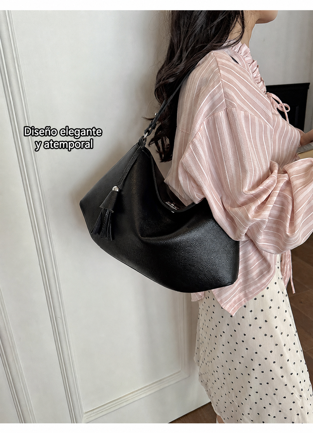 Bolsa de Hombro Estilo Dumplin para Mujer – Café, Negra o Blanca - 9