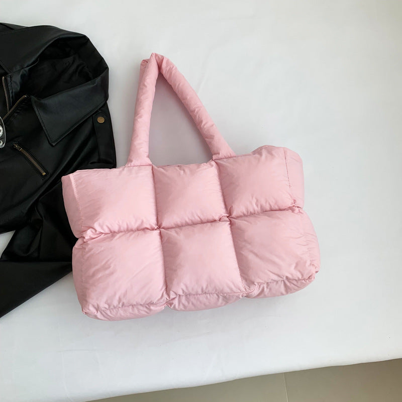Bolsa de hombro acolchada con diseño rombo gran capacidad - 3