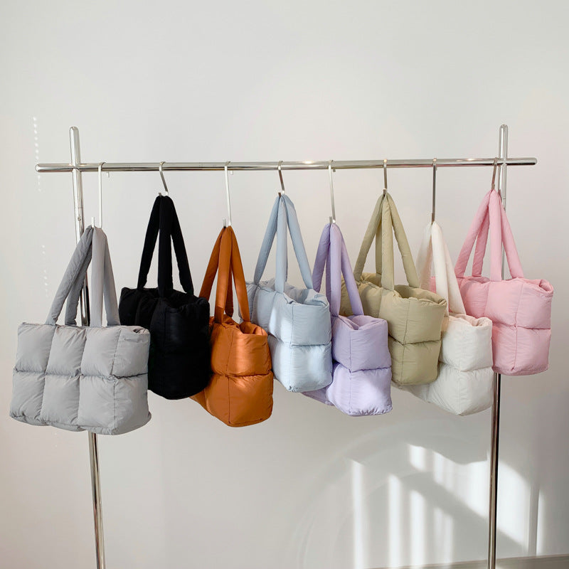 Bolsa de hombro acolchada con diseño rombo gran capacidad - 4