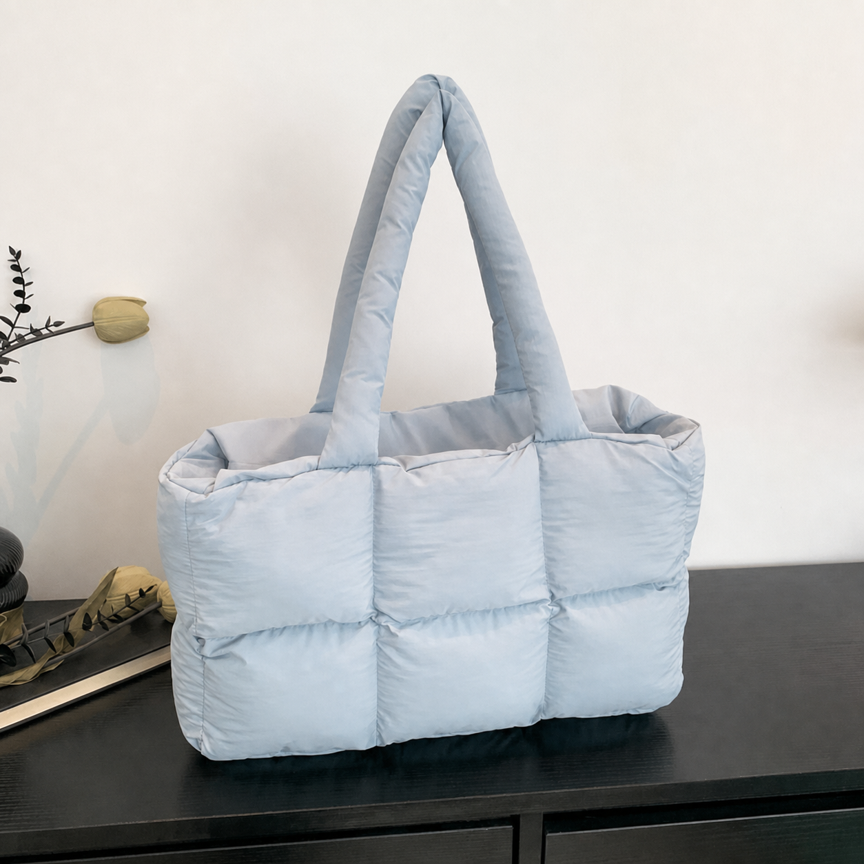 Bolsa de hombro acolchada con diseño rombo gran capacidad - 7