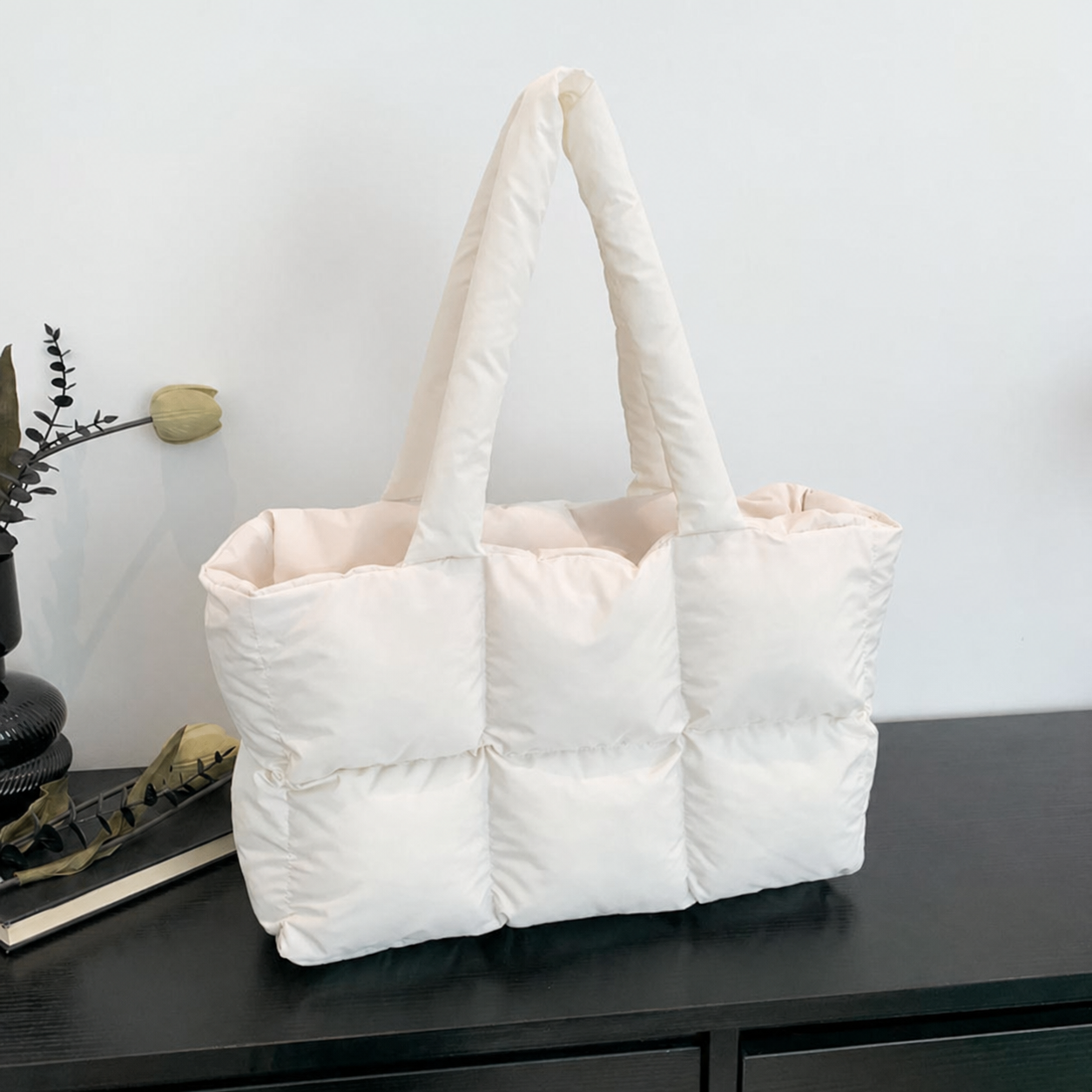 Bolsa de hombro acolchada con diseño rombo gran capacidad - 10