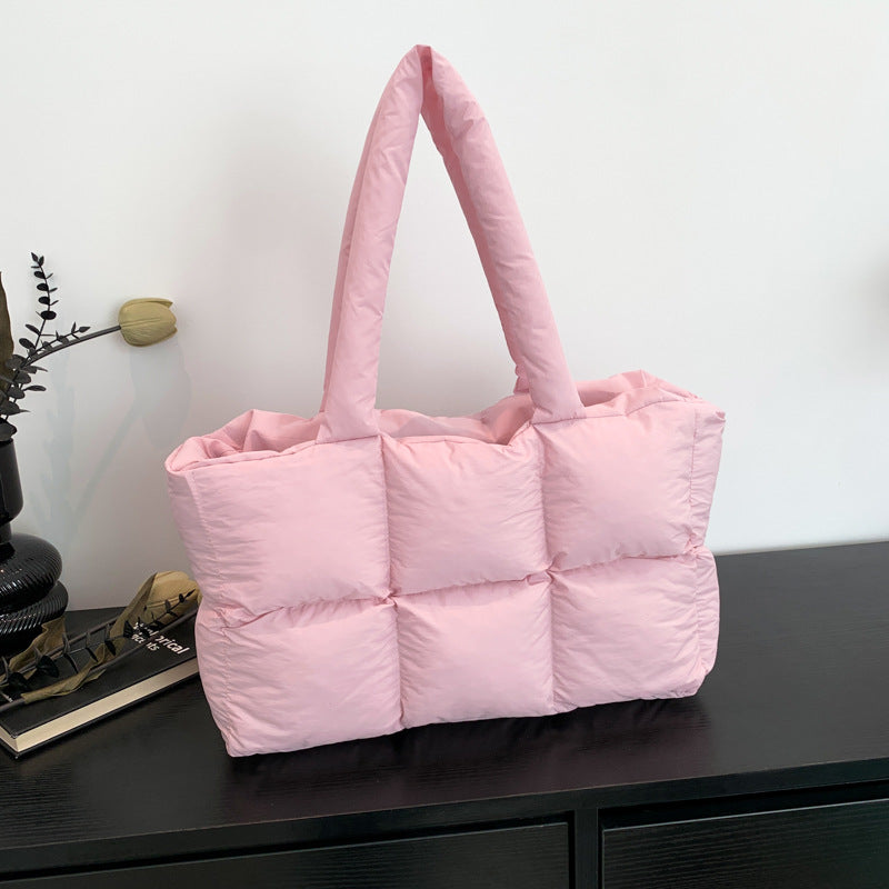 Bolsa de hombro acolchada con diseño rombo gran capacidad