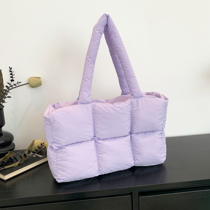 Bolsa de hombro acolchada con diseño rombo gran capacidad