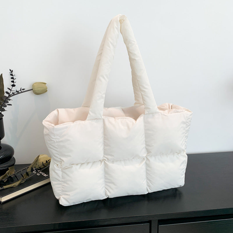 Bolsa de hombro acolchada con diseño rombo gran capacidad