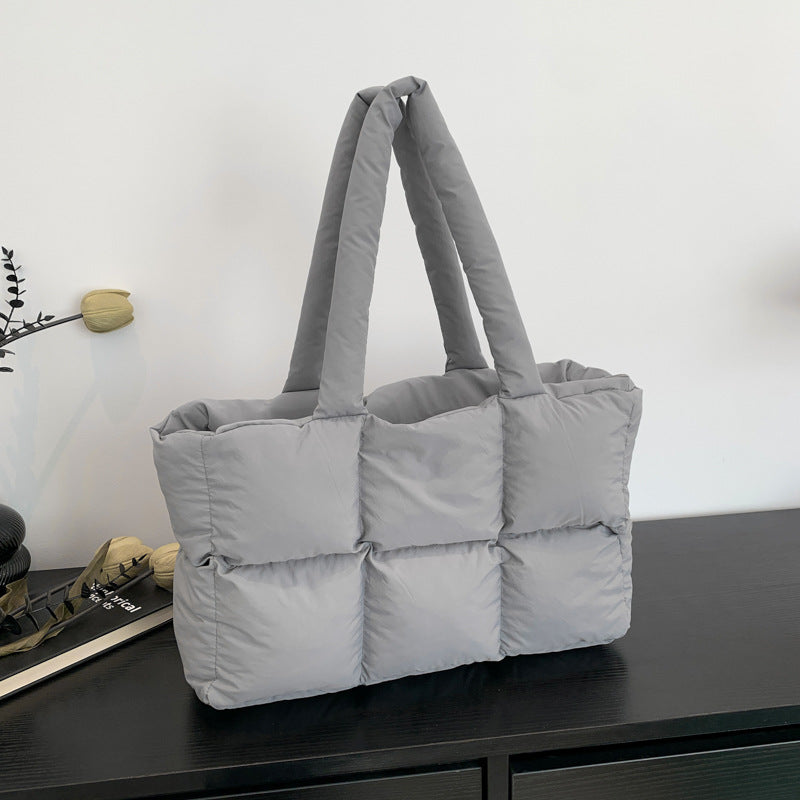 Bolsa de hombro acolchada con diseño rombo gran capacidad