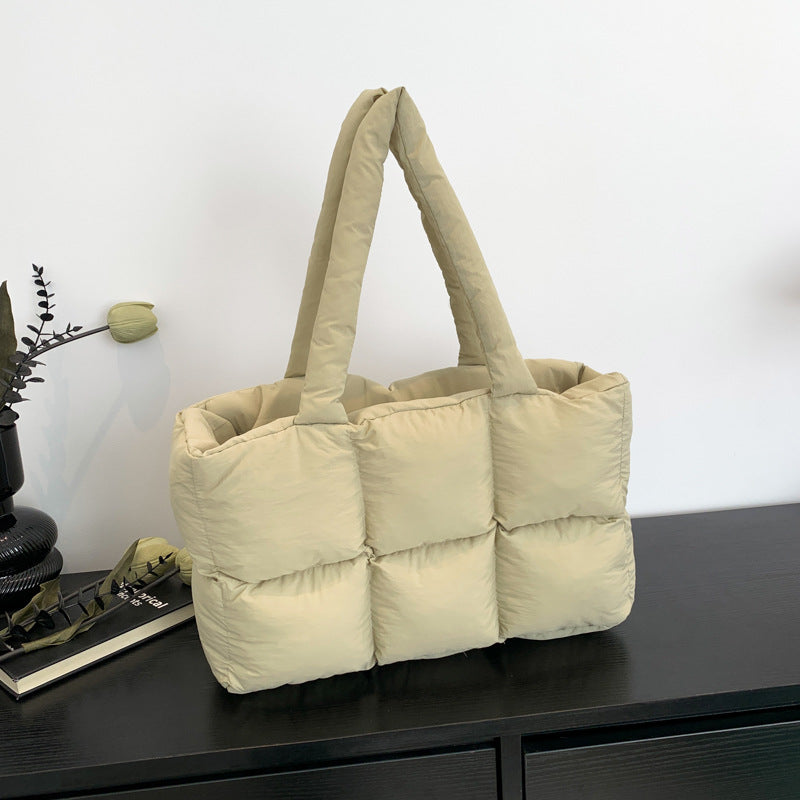 Bolsa de hombro acolchada con diseño rombo gran capacidad