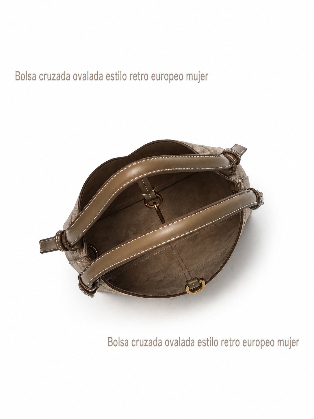 Bolsa cruzada ovalada estilo retro europeo mujer - 4