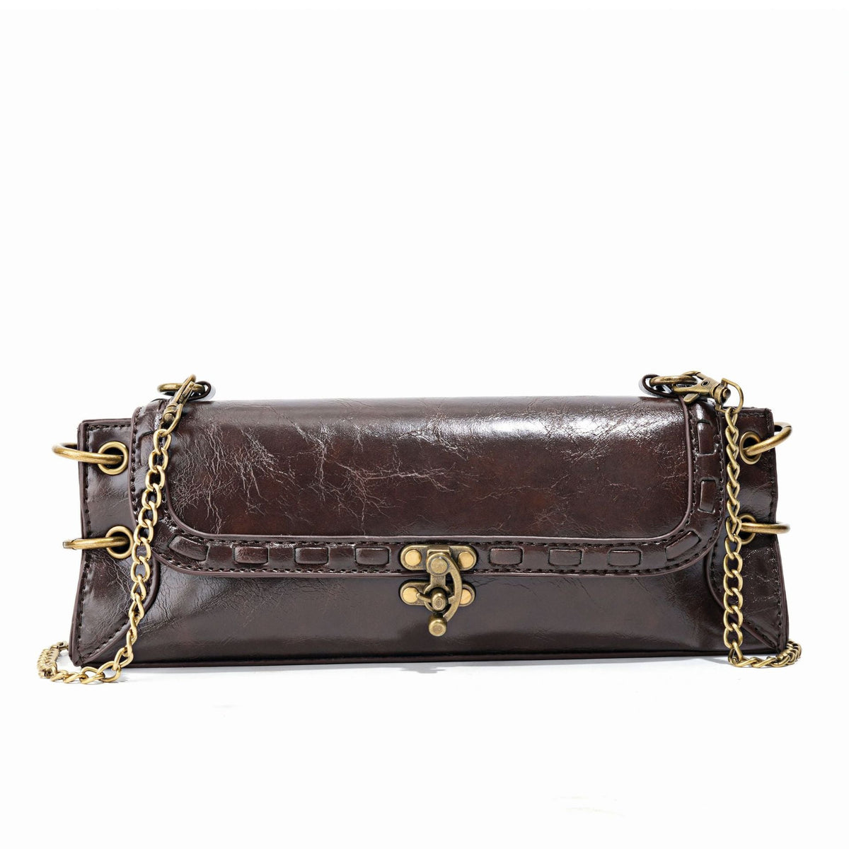 Bolsa cuadrada mini con cadena y cierre dorado - 9