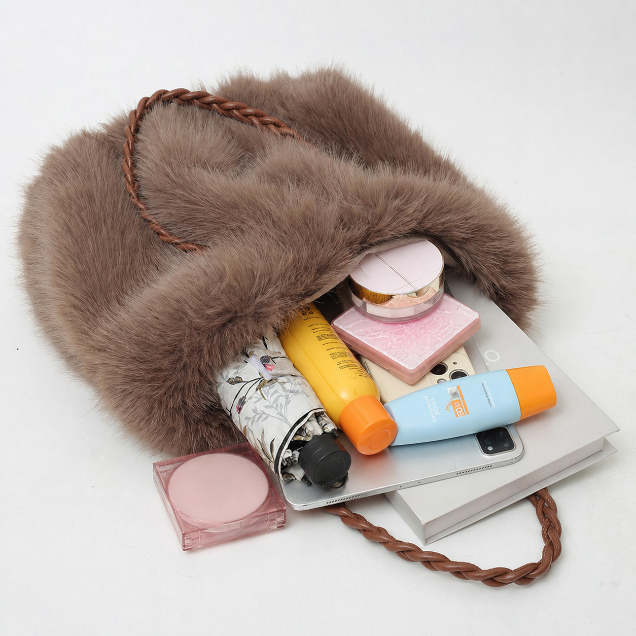 Bolsa Tote de Peluche Mujer Gran Capacidad Estilo Urban - 3
