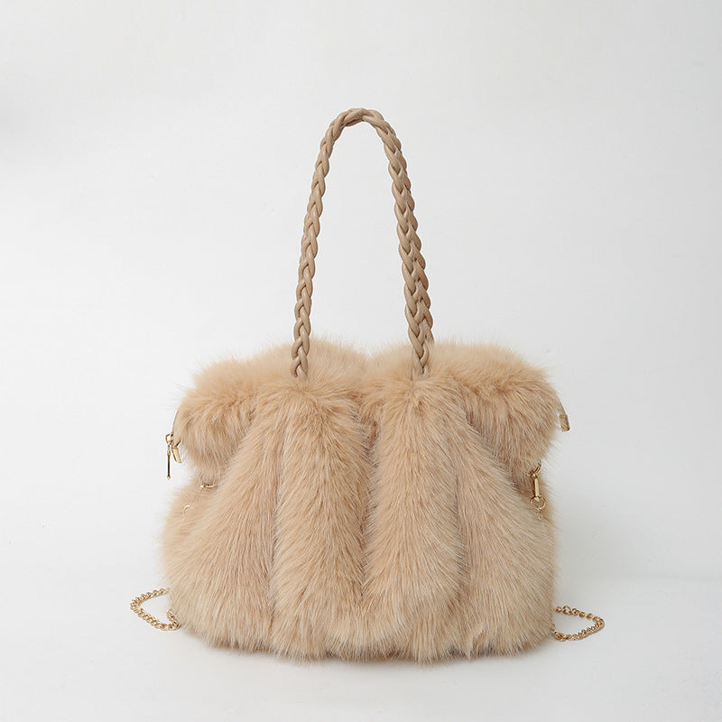Bolsa Tote de Peluche Mujer Gran Capacidad Estilo Urban
