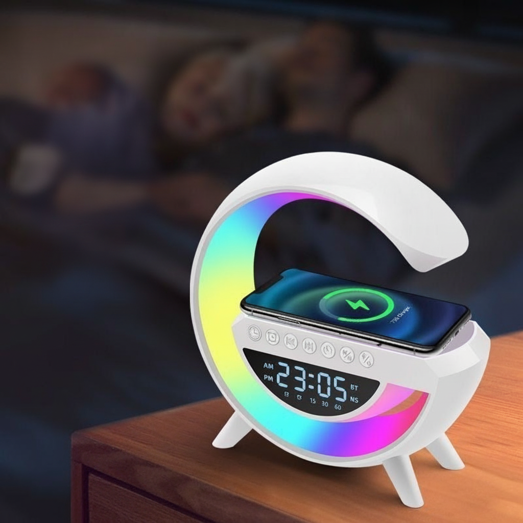 Bocina Bluetooth 4 en 1 con reloj, alarma y luz LED - 1