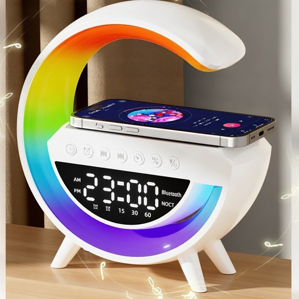 Bocina Bluetooth 4 en 1 con reloj, alarma y luz LED - 4