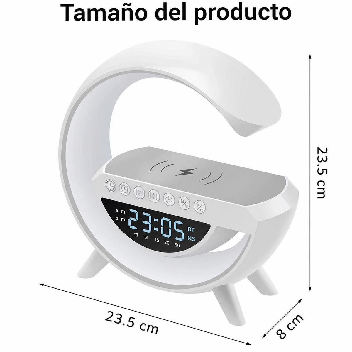 Bocina Bluetooth 4 en 1 con reloj, alarma y luz LED - 5