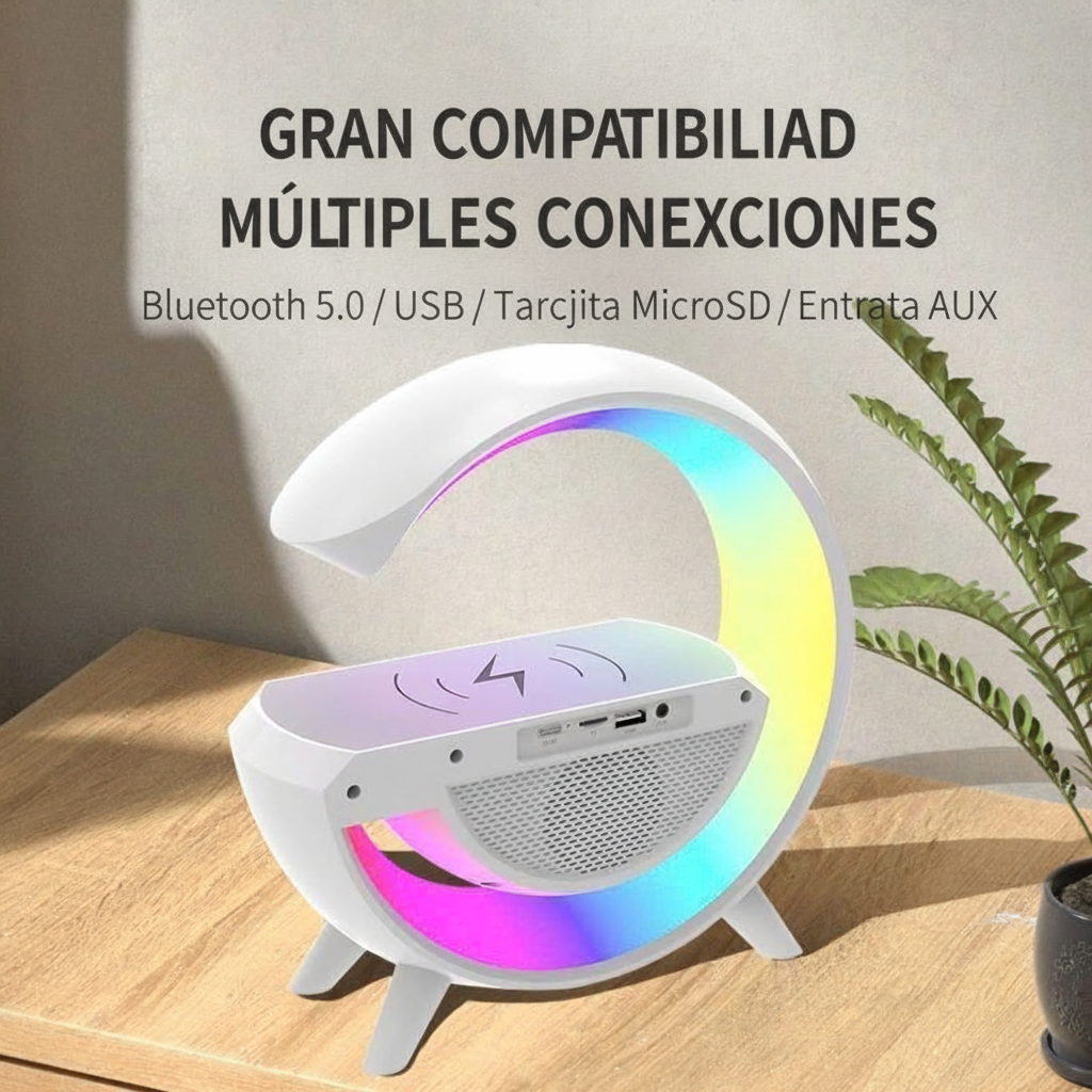 Bocina Bluetooth 4 en 1 con reloj, alarma y luz LED - 7