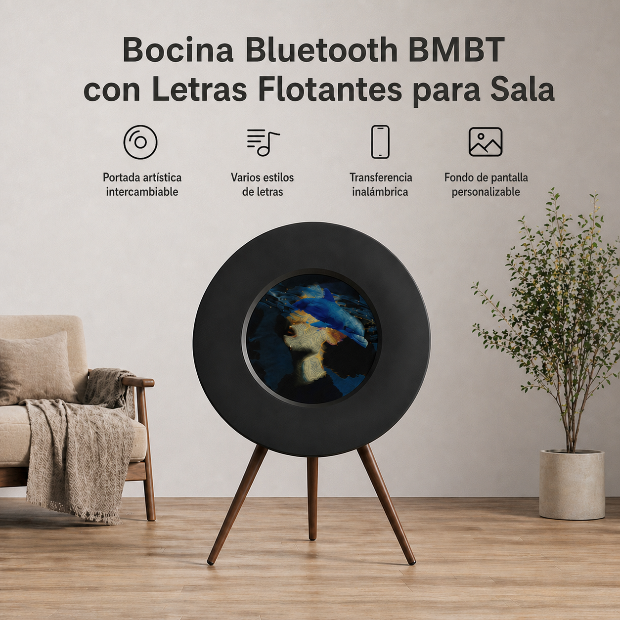Bocina Bluetooth BMBT con Letras Flotantes para Sala - 1