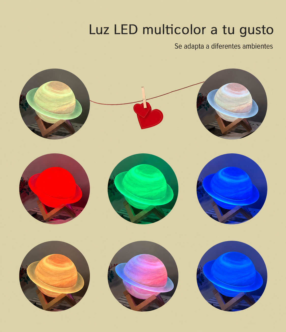 Bocina Bluetooth Anillo de Saturno con Luz LED - 12