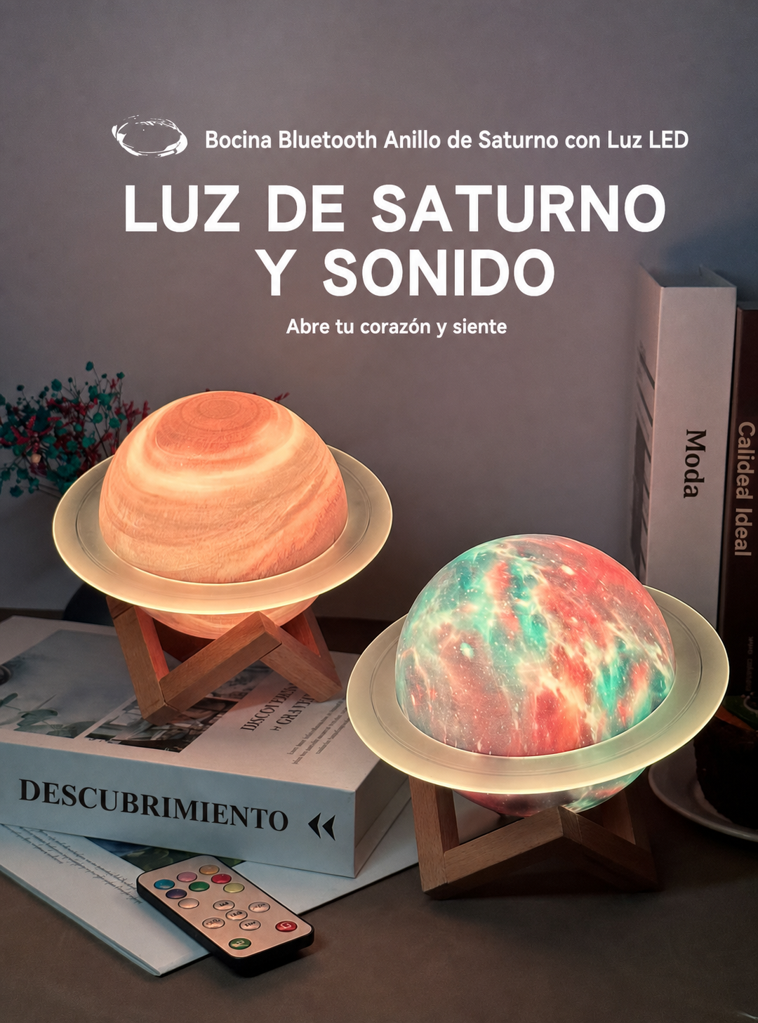 Bocina Bluetooth Anillo de Saturno con Luz LED - 8