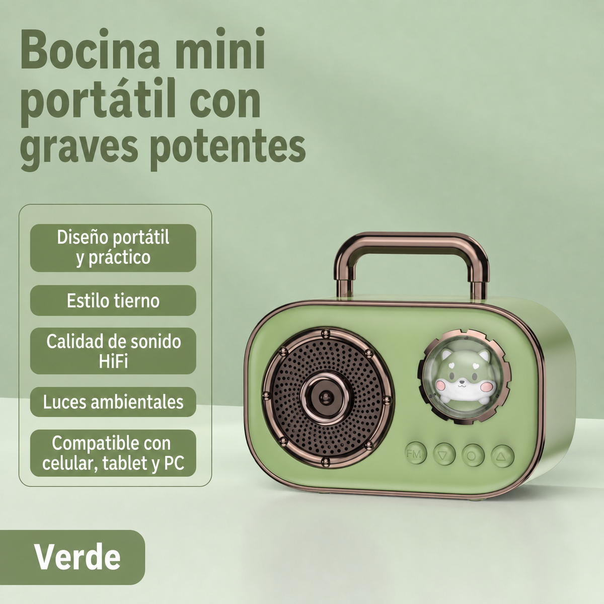 Bocina Bluetooth Mini Portátil con Graves Potentes - 6