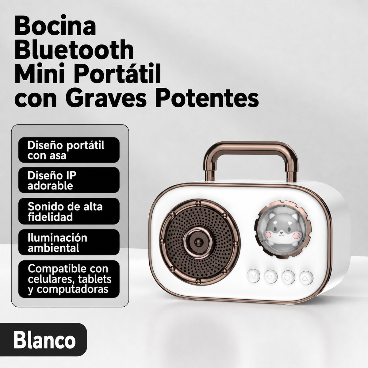 Bocina Bluetooth Mini Portátil con Graves Potentes