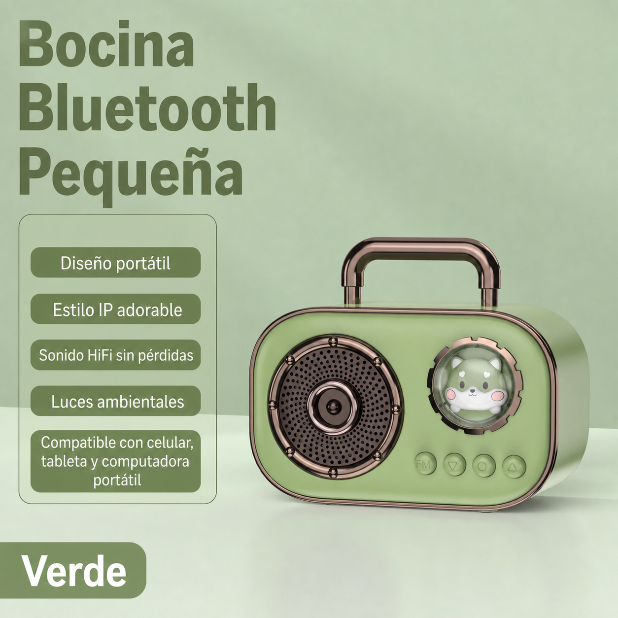 Bocina Bluetooth Mini Portátil con Graves Potentes