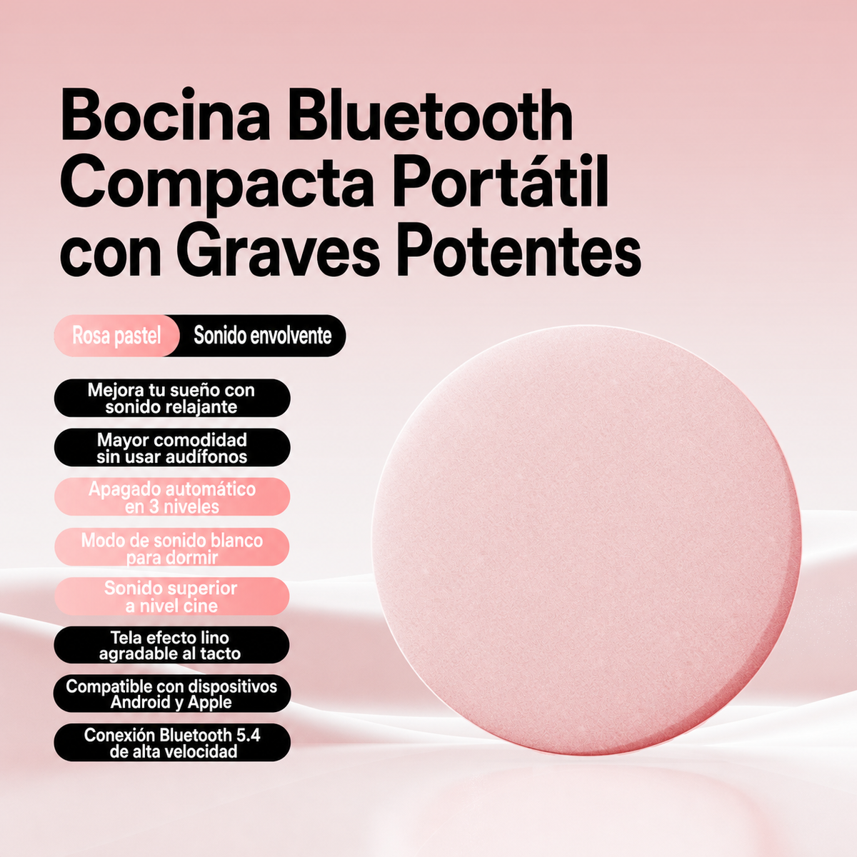 Bocina Bluetooth Mini Portátil con Graves Potentes