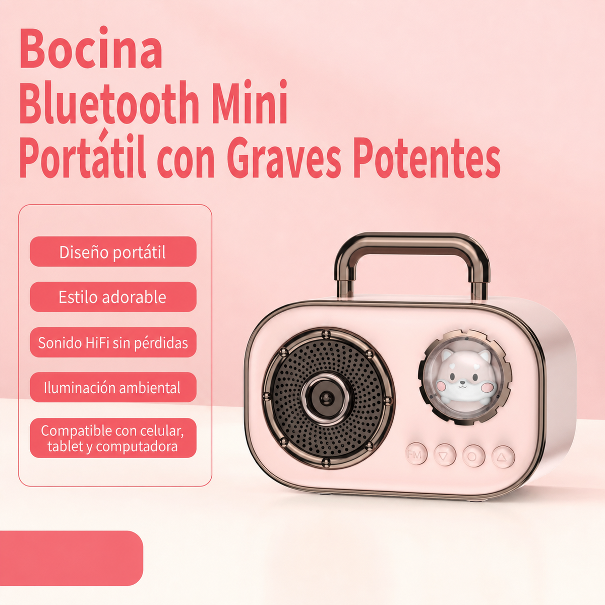 Bocina Bluetooth Mini Portátil con Graves Potentes