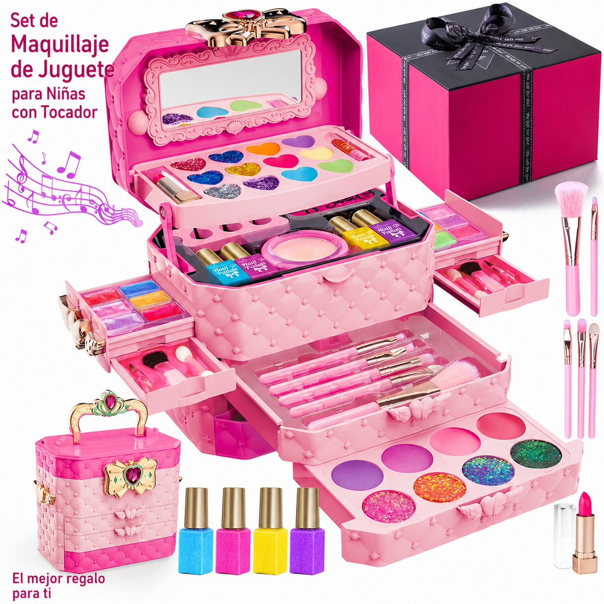 Set de Maquillaje de Juguete para Niñas con Tocador - 1