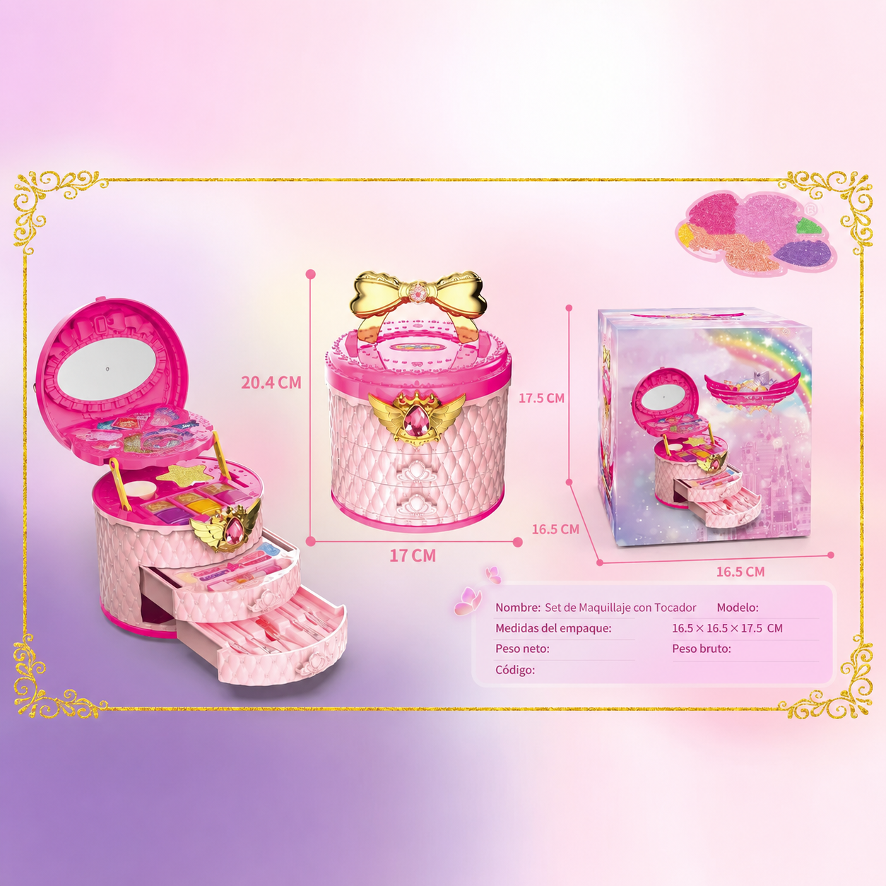 Set de Maquillaje de Juguete para Niñas con Tocador - 2