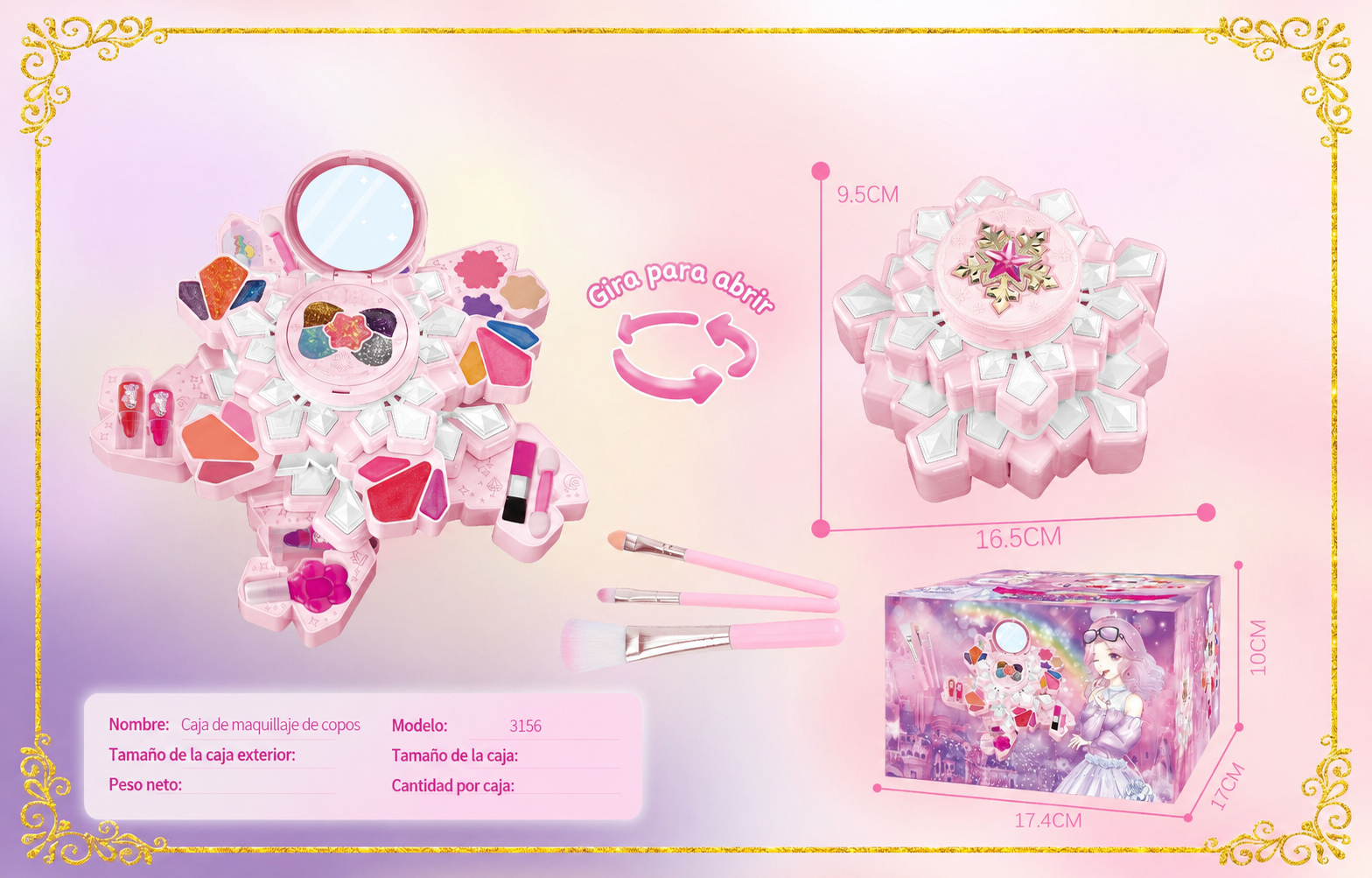 Set de Maquillaje de Juguete para Niñas con Tocador - 10