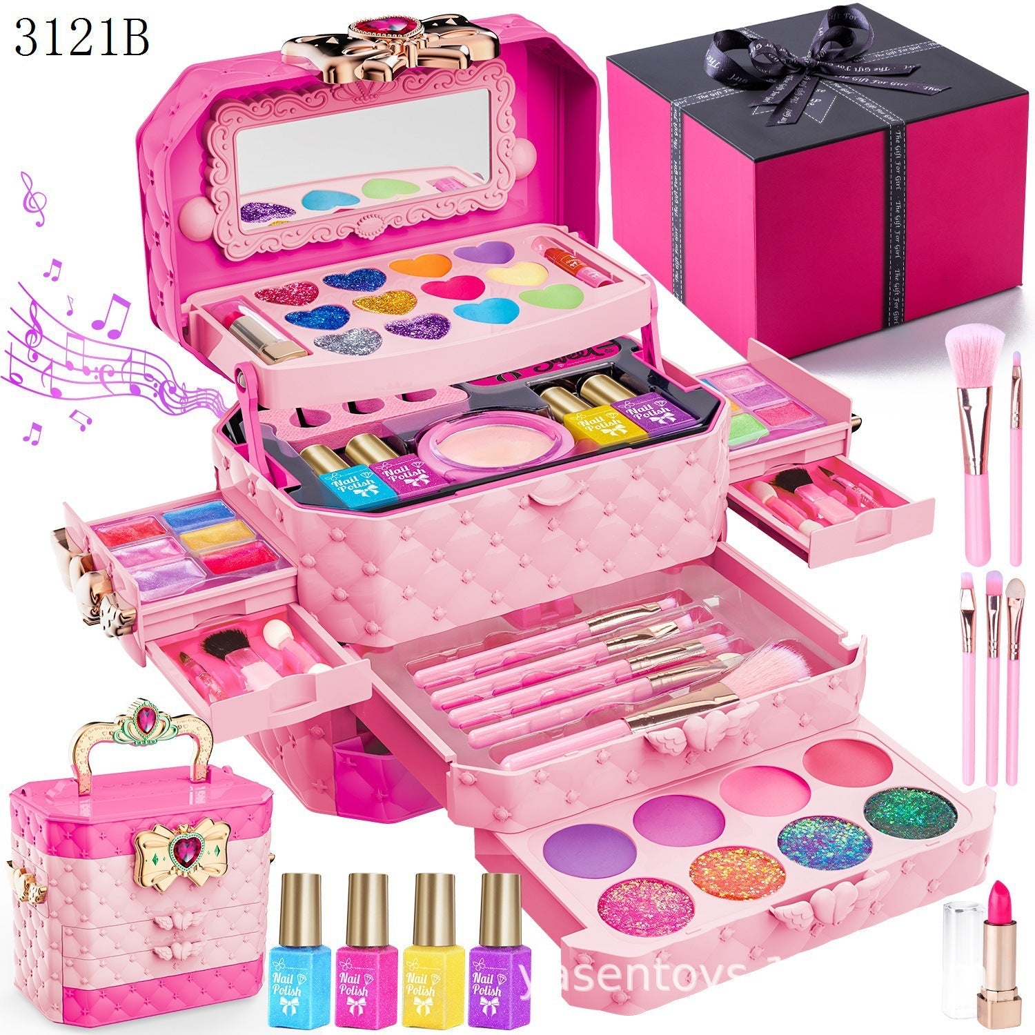 Set de Maquillaje de Juguete para Niñas con Tocador