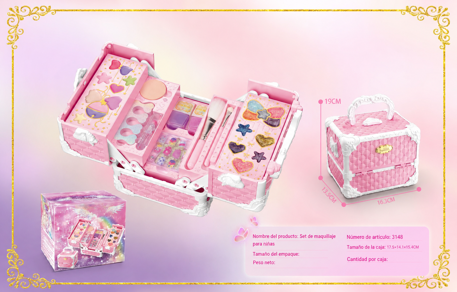 Set de Maquillaje de Juguete para Niñas con Tocador