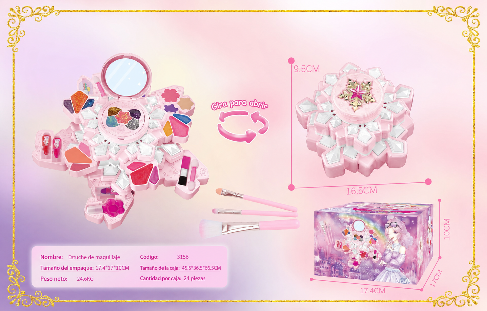 Set de Maquillaje de Juguete para Niñas con Tocador