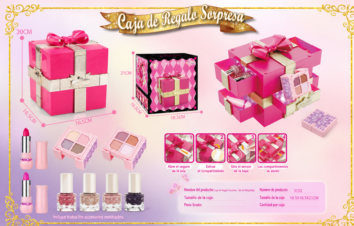 Set de Maquillaje de Juguete para Niñas con Tocador