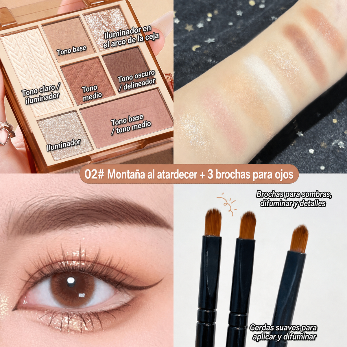 Paleta de sombras 7 colores tonos tierra MINSHZEE