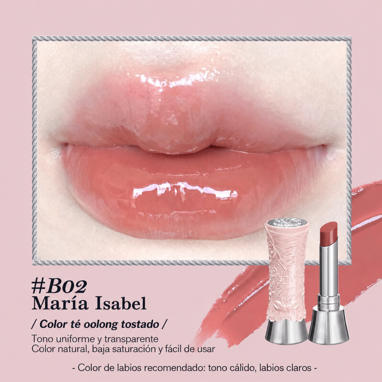 Labial Sólido Espejo Swan Ballet – Acabado Mirror Gloss