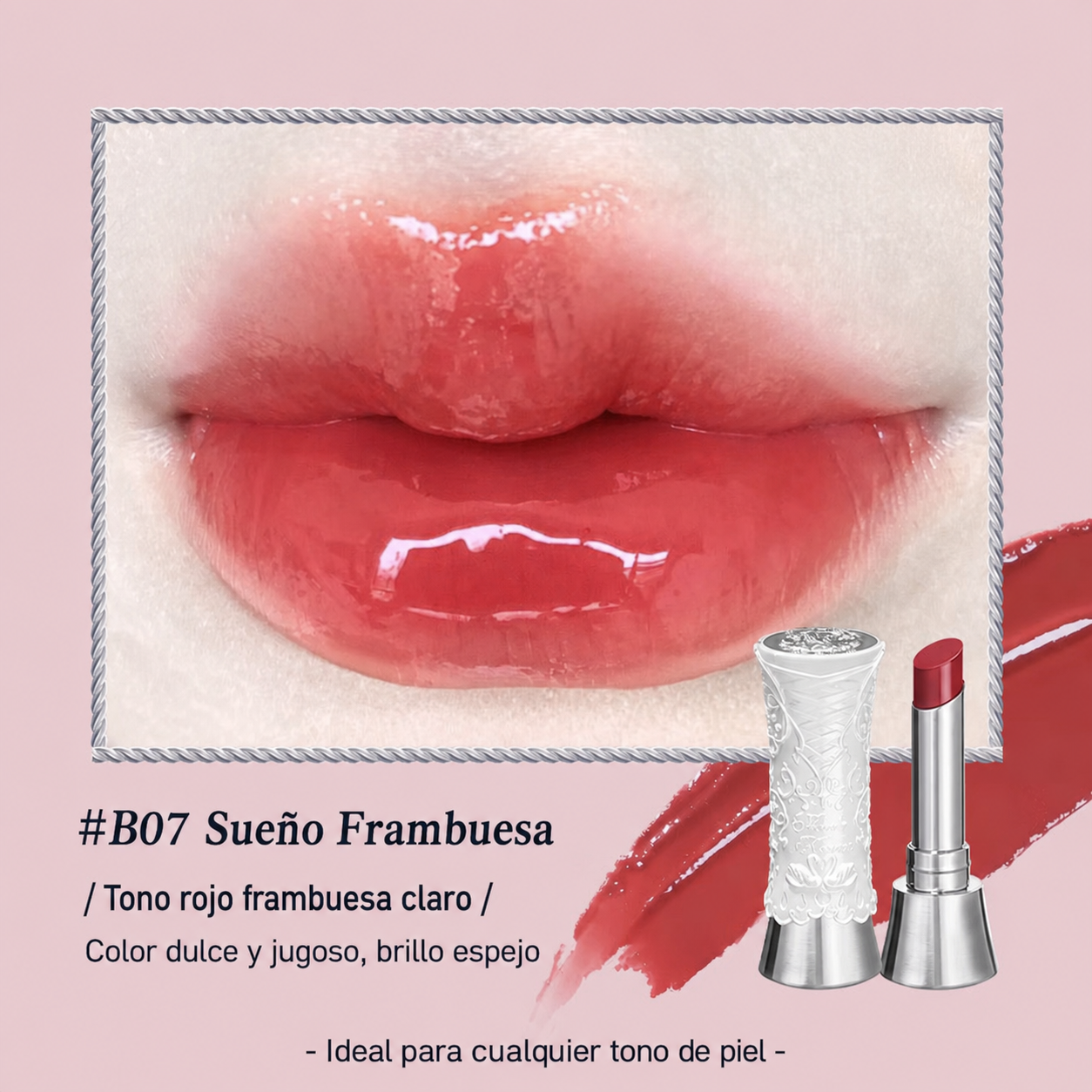 Labial Sólido Espejo Swan Ballet – Acabado Mirror Gloss