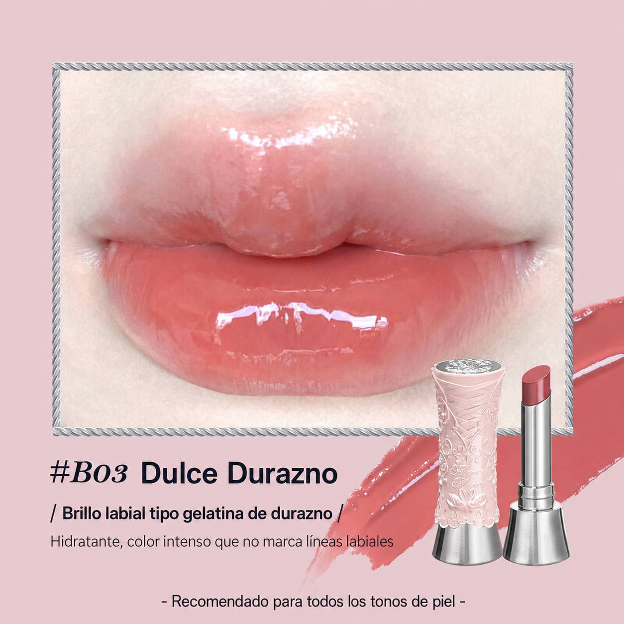 Labial Sólido Espejo Swan Ballet – Acabado Mirror Gloss