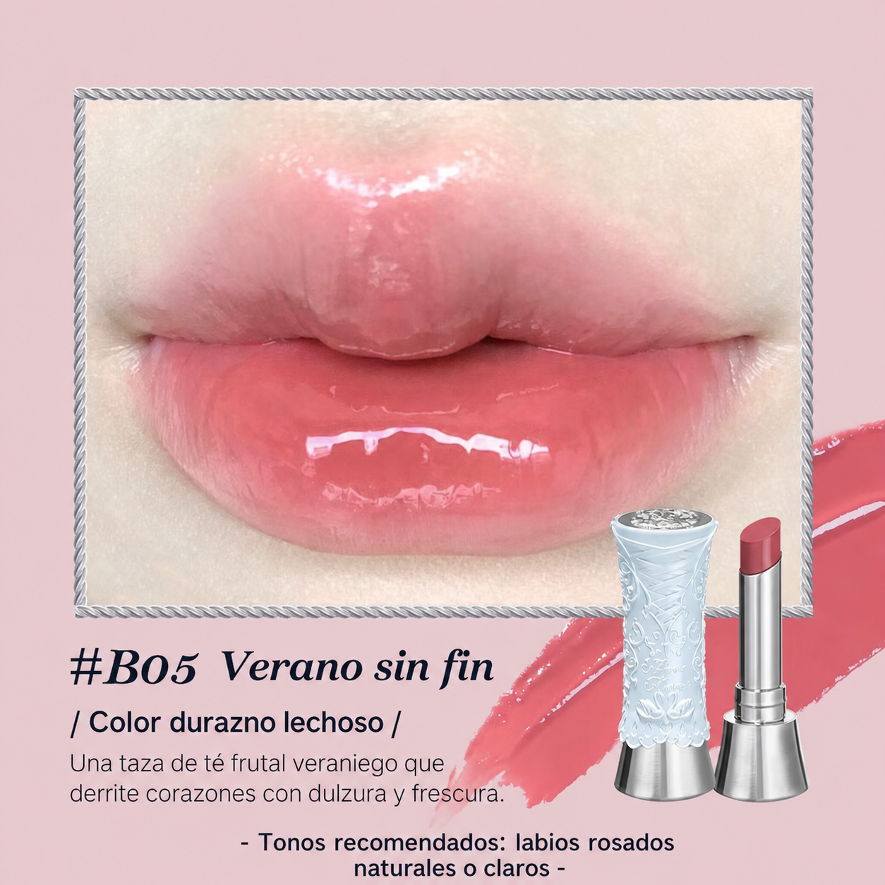 Labial Sólido Espejo Swan Ballet – Acabado Mirror Gloss
