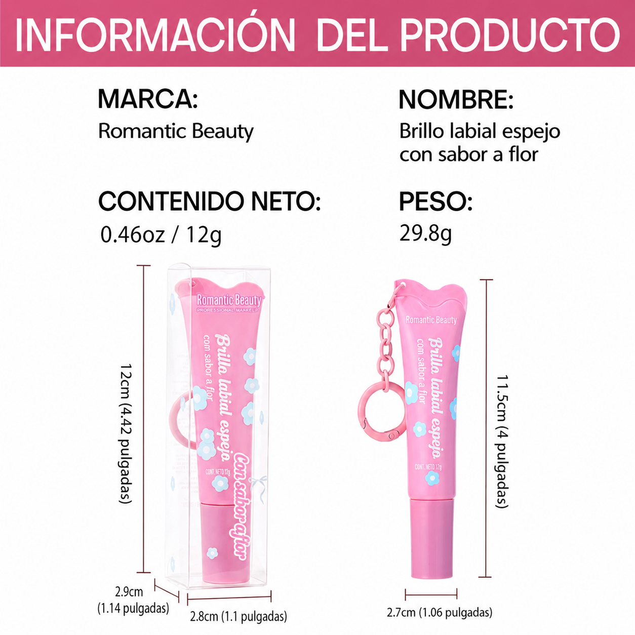 Lip Gloss Espejo Romantic Beauty 12g – 5 Colores - 4