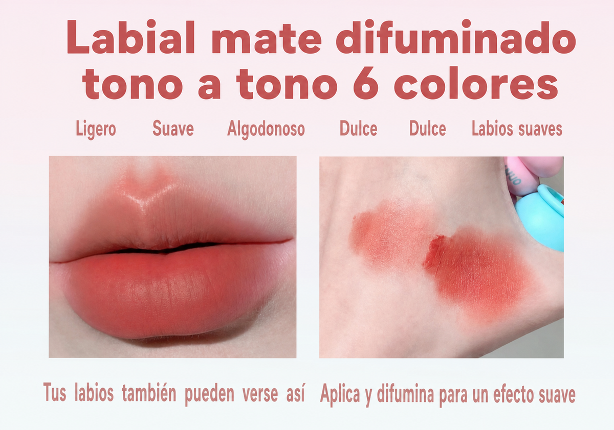 Labial Mate Difuminado Tono a Tono 6 Colores - 10