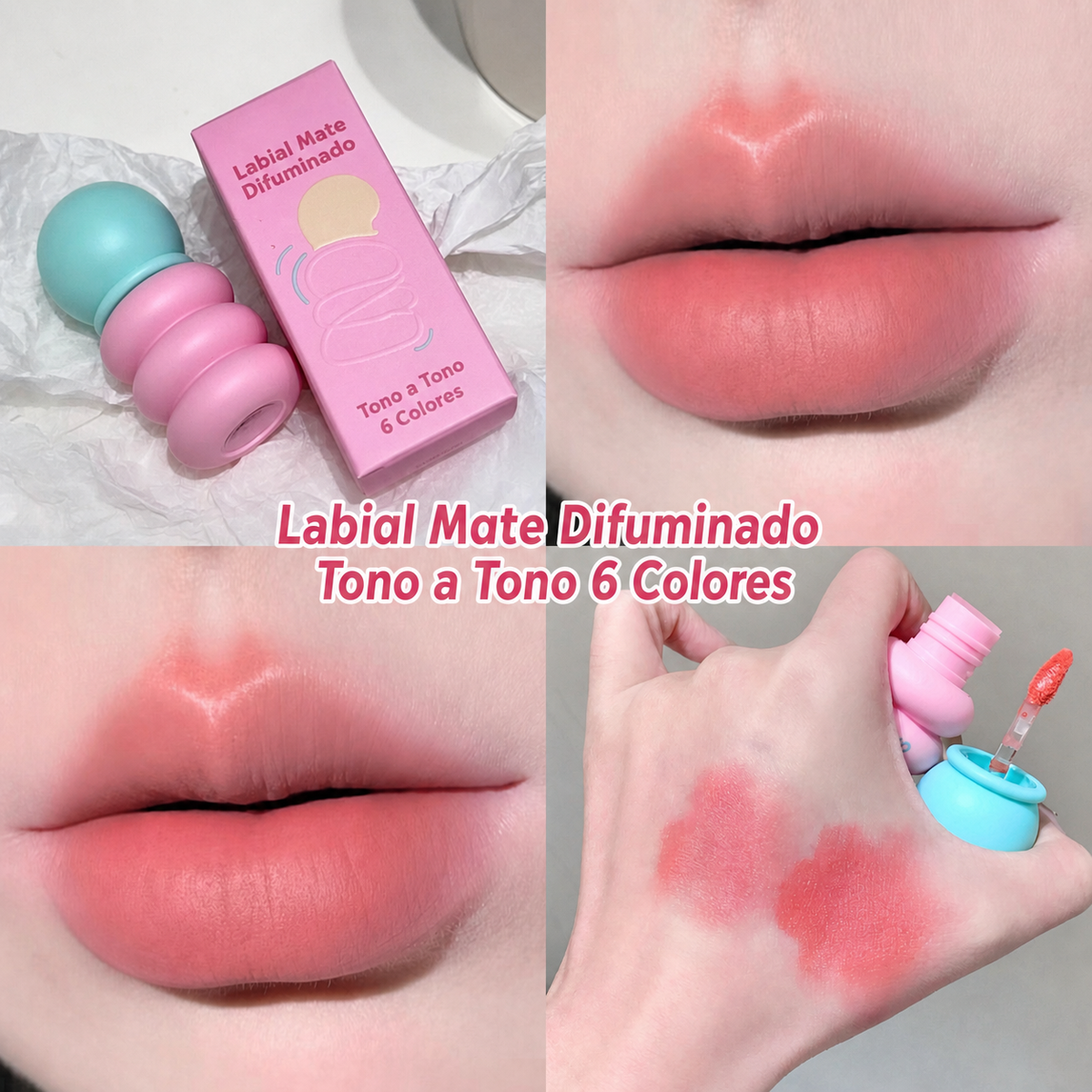 Labial Mate Difuminado Tono a Tono 6 Colores - 4