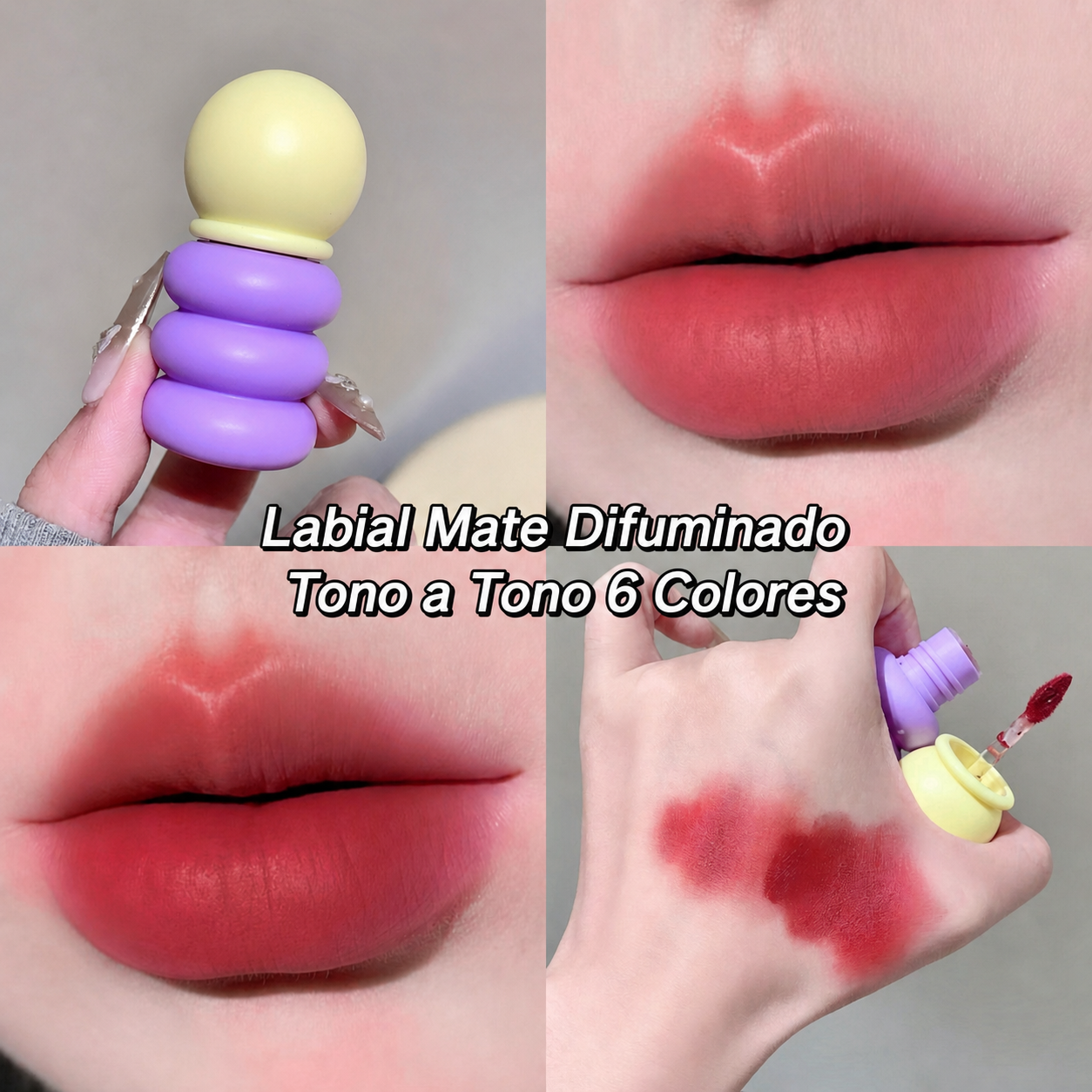 Labial Mate Difuminado Tono a Tono 6 Colores - 6