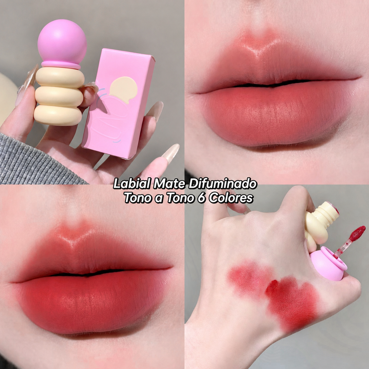 Labial Mate Difuminado Tono a Tono 6 Colores - 7