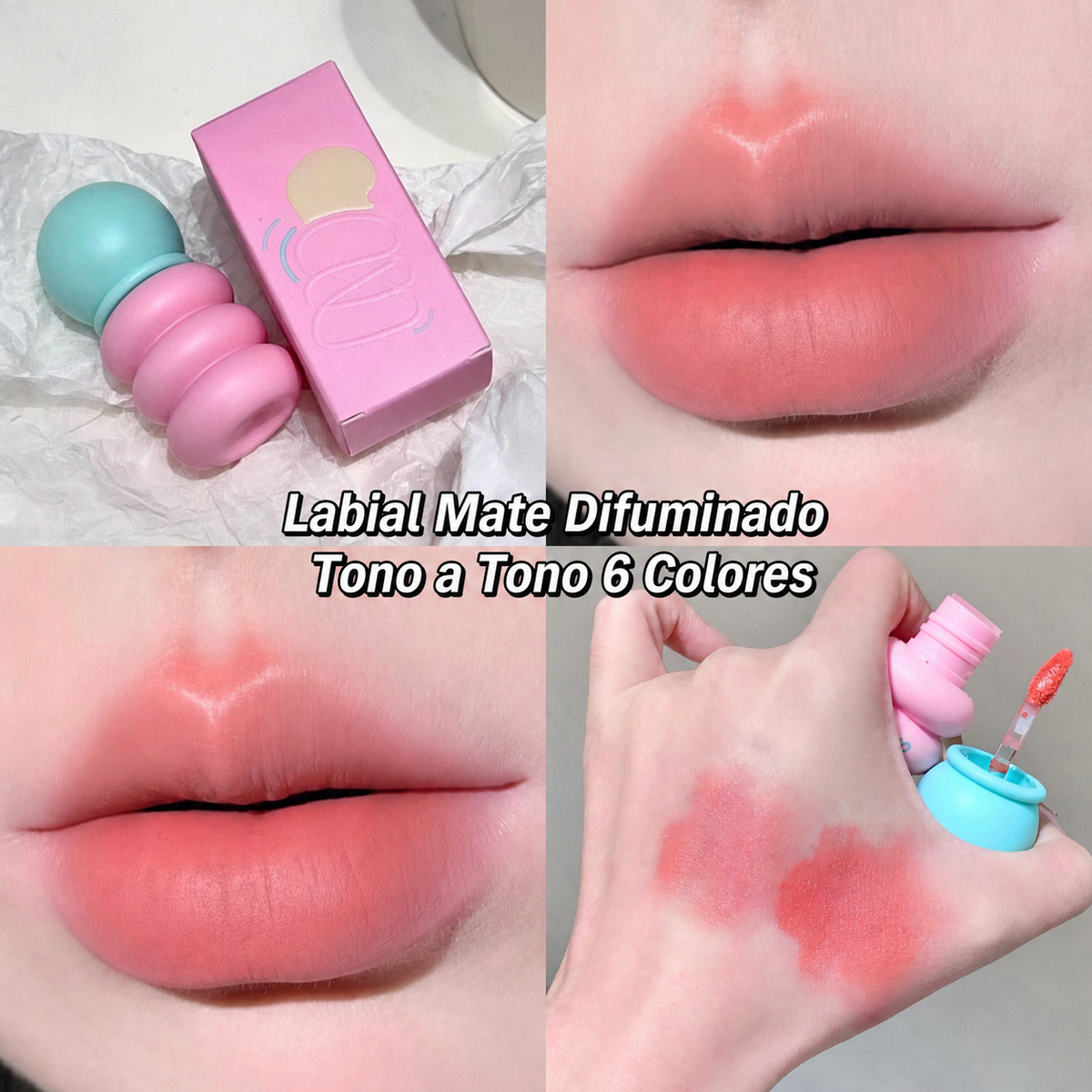 Labial Mate Difuminado Tono a Tono 6 Colores
