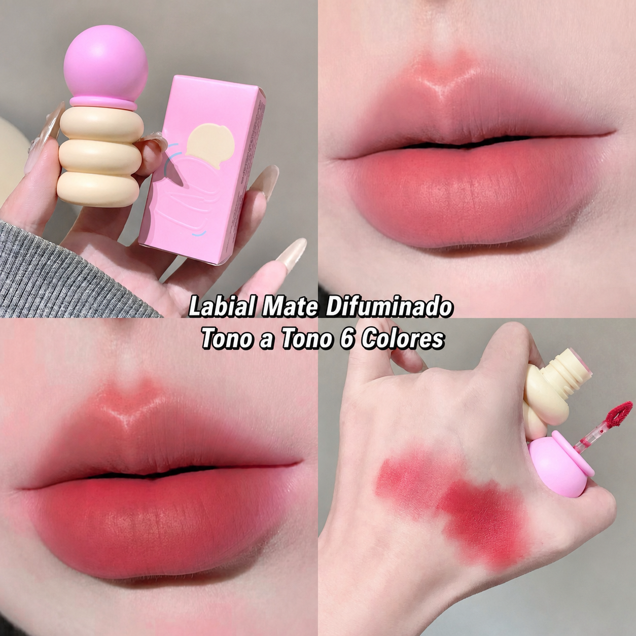 Labial Mate Difuminado Tono a Tono 6 Colores
