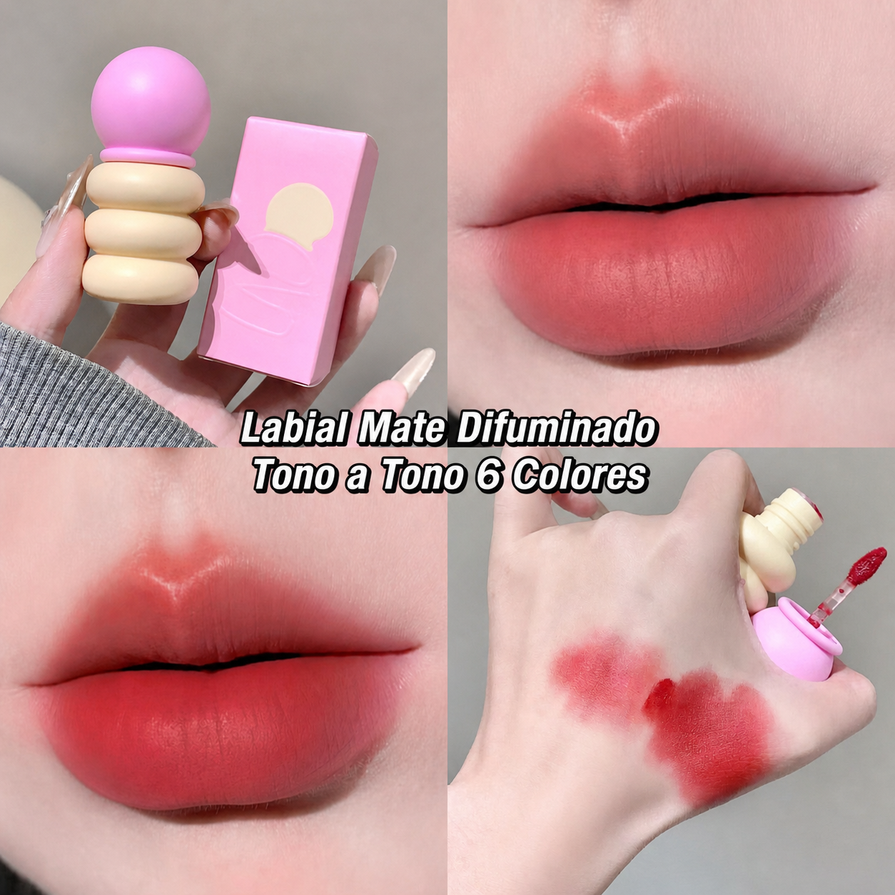 Labial Mate Difuminado Tono a Tono 6 Colores